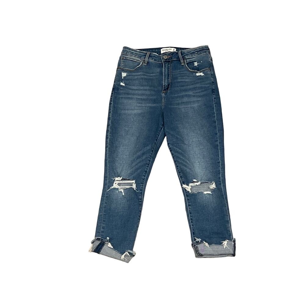 Abercrombie & Fitch Curve Love High Rise Ankle Jeans 28 Short Distressed KB97